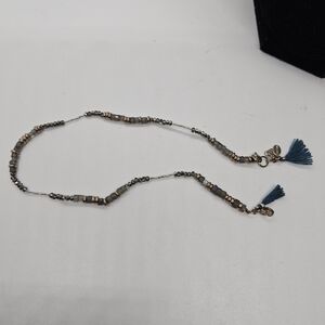 Shashi labradorite and seed bead strand with tassels SEE MEASUREMENT